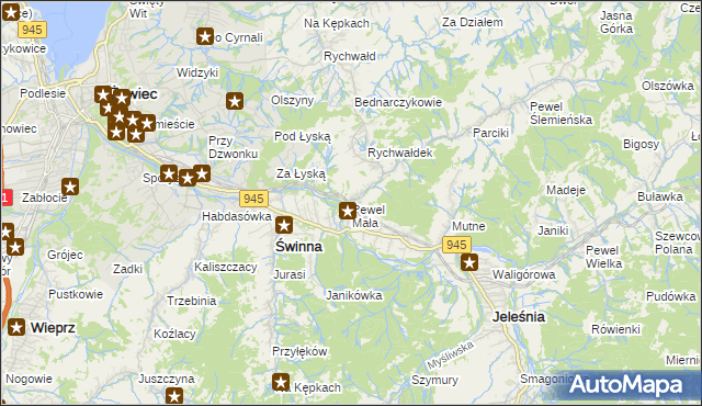 mapa Pewel Mała, Pewel Mała na mapie Targeo