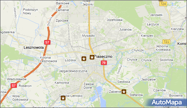 mapa Piaseczno, Piaseczno na mapie Targeo