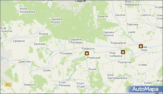 mapa Piaseczno gmina Cegłów, Piaseczno gmina Cegłów na mapie Targeo