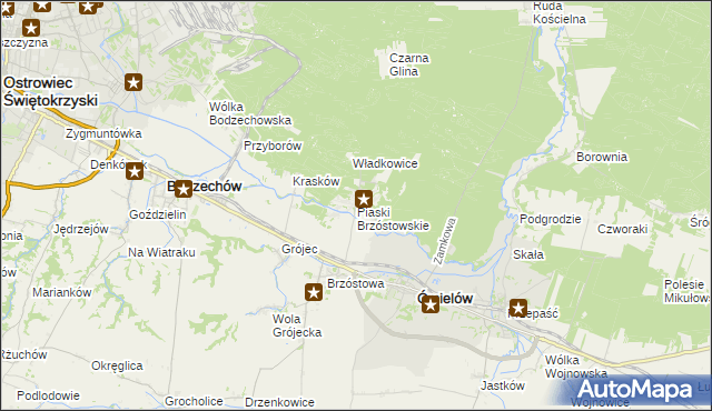 mapa Piaski Brzóstowskie, Piaski Brzóstowskie na mapie Targeo