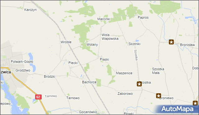 mapa Piaski gmina Kruszwica, Piaski gmina Kruszwica na mapie Targeo