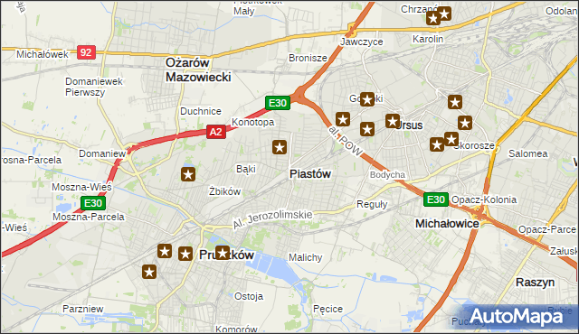mapa Piastów powiat pruszkowski, Piastów powiat pruszkowski na mapie Targeo