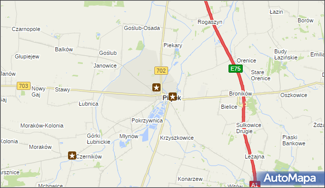 mapa Piątek powiat łęczycki, Piątek powiat łęczycki na mapie Targeo