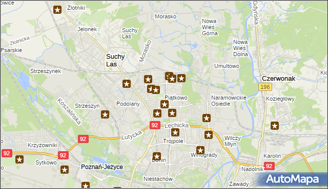 mapa Piątkowo gmina Poznań, Piątkowo gmina Poznań na mapie Targeo