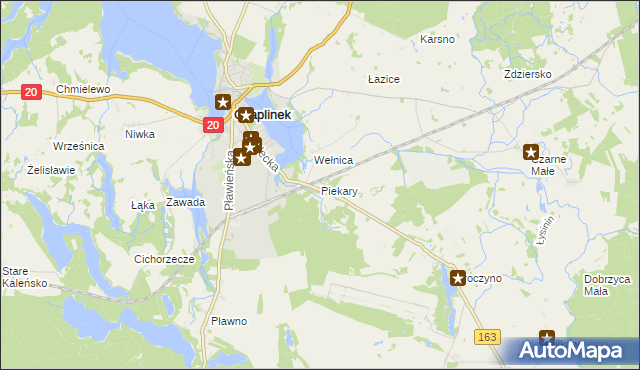 mapa Piekary gmina Czaplinek, Piekary gmina Czaplinek na mapie Targeo