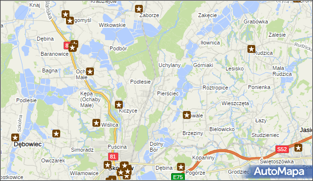 mapa Pierściec, Pierściec na mapie Targeo