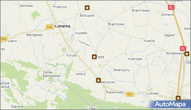 mapa Pigża gmina Łubianka, Pigża gmina Łubianka na mapie Targeo