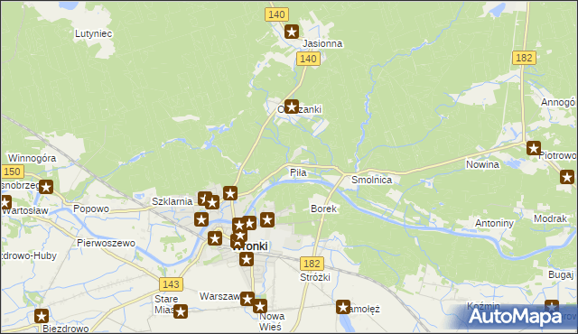 mapa Piła gmina Wronki, Piła gmina Wronki na mapie Targeo