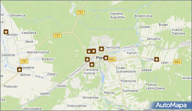 mapa Pionki, Pionki na mapie Targeo