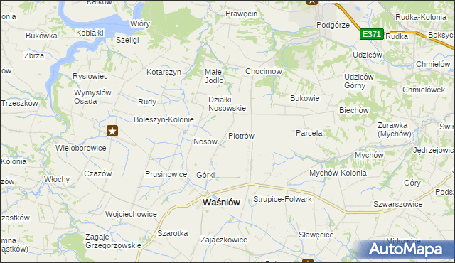 mapa Piotrów gmina Waśniów, Piotrów gmina Waśniów na mapie Targeo