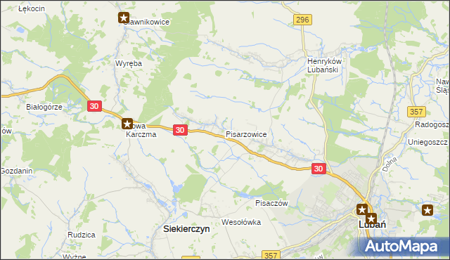 mapa Pisarzowice gmina Lubań, Pisarzowice gmina Lubań na mapie Targeo