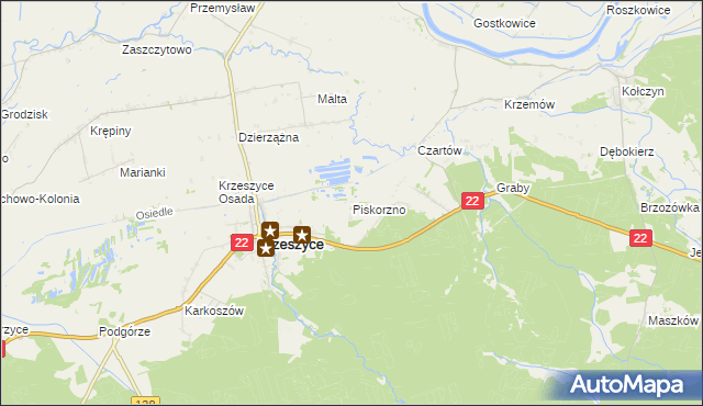 mapa Piskorzno, Piskorzno na mapie Targeo