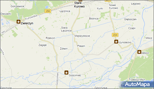 mapa Pławin gmina Stare Kurowo, Pławin gmina Stare Kurowo na mapie Targeo