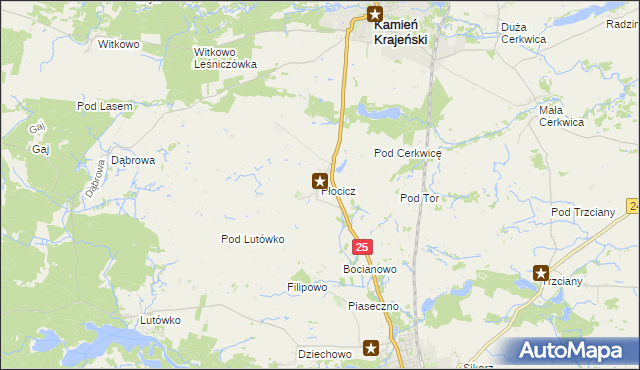 mapa Płocicz gmina Kamień Krajeński, Płocicz gmina Kamień Krajeński na mapie Targeo