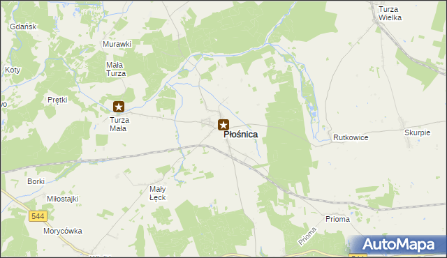 mapa Płośnica, Płośnica na mapie Targeo