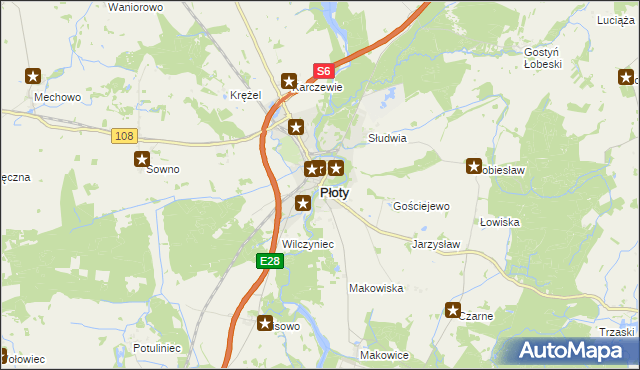 mapa Płoty powiat gryficki, Płoty powiat gryficki na mapie Targeo