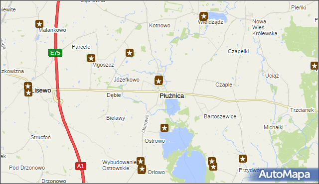 mapa Płużnica, Płużnica na mapie Targeo