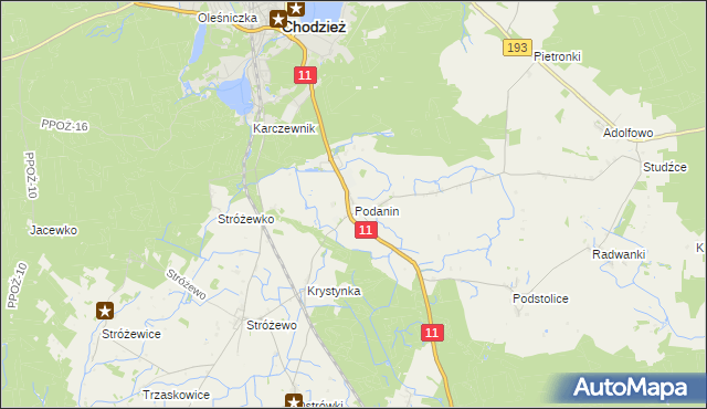 mapa Podanin, Podanin na mapie Targeo