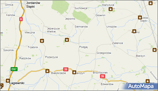 mapa Podgaj gmina Kondratowice, Podgaj gmina Kondratowice na mapie Targeo