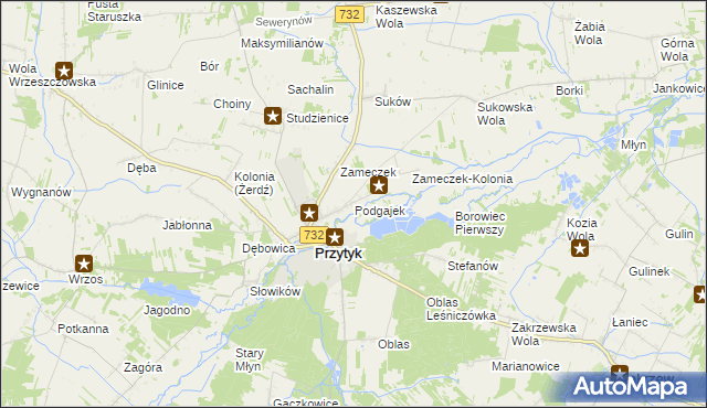 mapa Podgajek, Podgajek na mapie Targeo