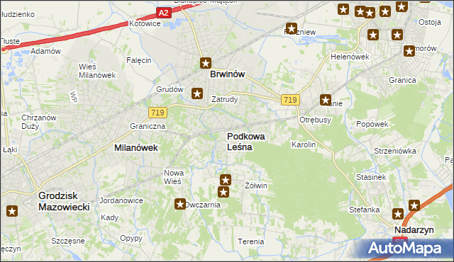 mapa Podkowa Leśna, Podkowa Leśna na mapie Targeo