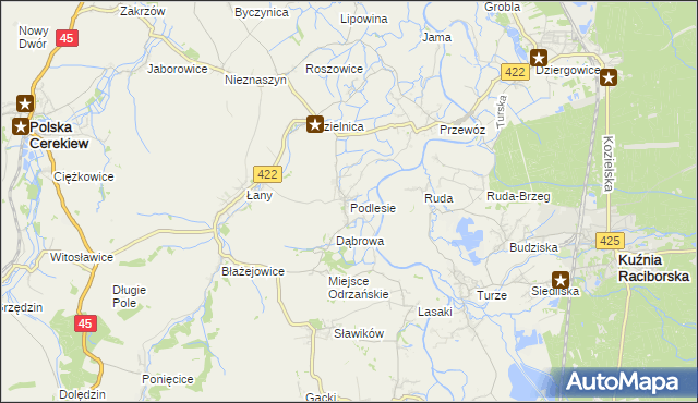 mapa Podlesie gmina Cisek, Podlesie gmina Cisek na mapie Targeo