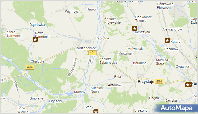 mapa Podłęże Szlacheckie, Podłęże Szlacheckie na mapie Targeo