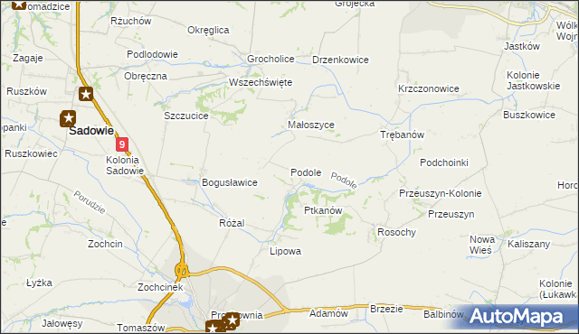 mapa Podole gmina Opatów, Podole gmina Opatów na mapie Targeo