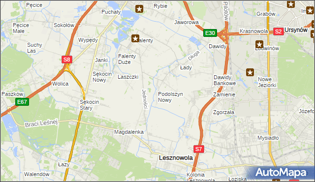 mapa Podolszyn Nowy, Podolszyn Nowy na mapie Targeo