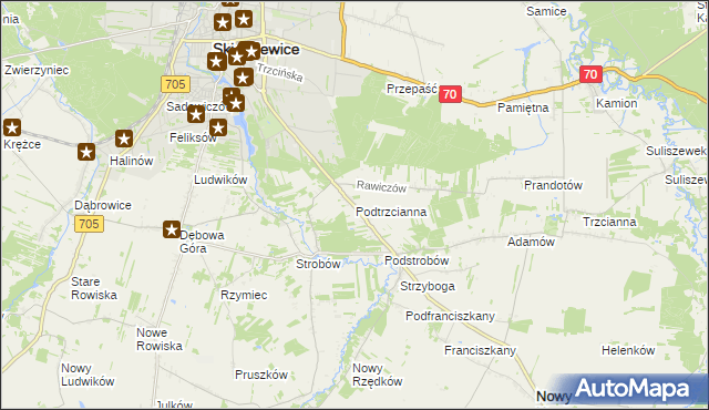 mapa Podtrzcianna, Podtrzcianna na mapie Targeo