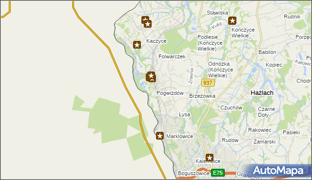 mapa Pogwizdów gmina Hażlach, Pogwizdów gmina Hażlach na mapie Targeo