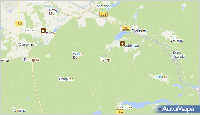 mapa Pokręt gmina Dobiegniew, Pokręt gmina Dobiegniew na mapie Targeo