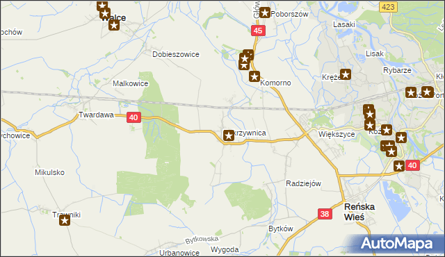 mapa Pokrzywnica gmina Reńska Wieś, Pokrzywnica gmina Reńska Wieś na mapie Targeo