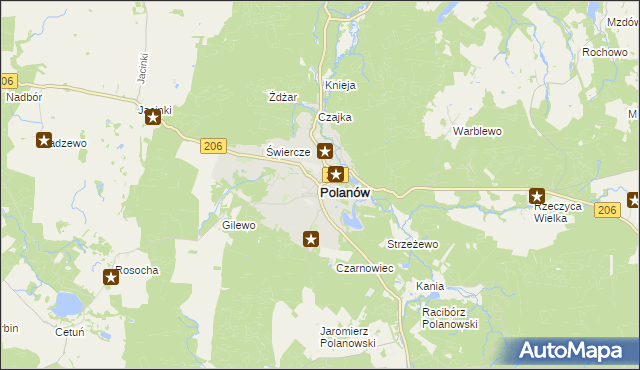 mapa Polanów powiat koszaliński, Polanów powiat koszaliński na mapie Targeo