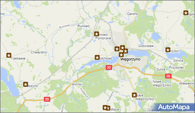 mapa Połchowo gmina Węgorzyno, Połchowo gmina Węgorzyno na mapie Targeo