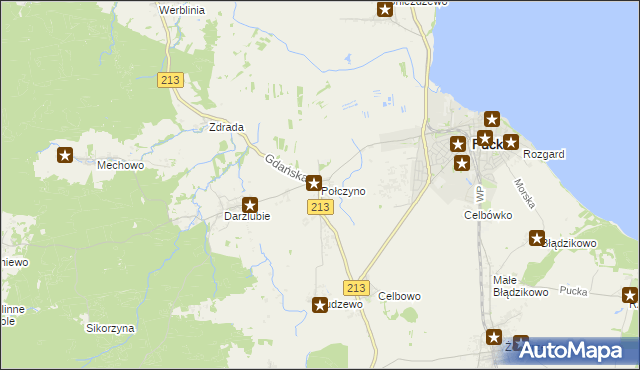 mapa Połczyno gmina Puck, Połczyno gmina Puck na mapie Targeo