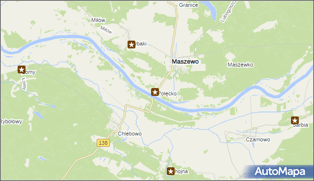 mapa Połęcko gmina Maszewo, Połęcko gmina Maszewo na mapie Targeo