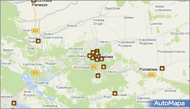 mapa Poniatowa powiat opolski, Poniatowa powiat opolski na mapie Targeo