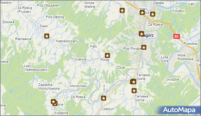 mapa Poraż, Poraż na mapie Targeo