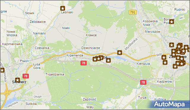 mapa Poręba powiat zawierciański, Poręba powiat zawierciański na mapie Targeo