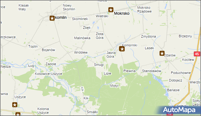 mapa Poręby gmina Mokrsko, Poręby gmina Mokrsko na mapie Targeo