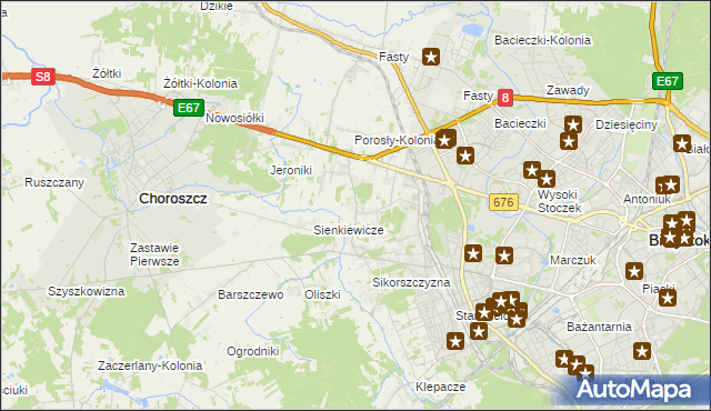 mapa Porosły, Porosły na mapie Targeo