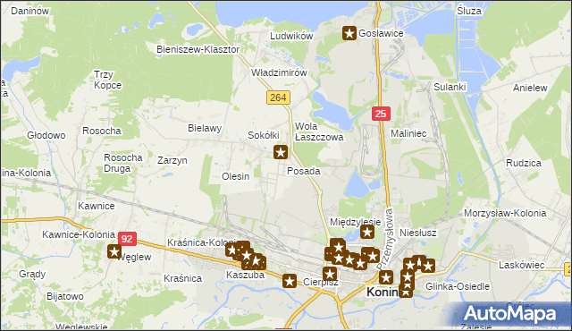 mapa Posada gmina Kazimierz Biskupi, Posada gmina Kazimierz Biskupi na mapie Targeo