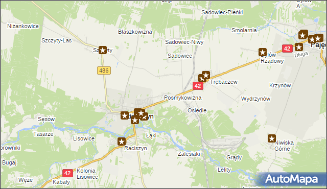 mapa Posmykowizna gmina Działoszyn, Posmykowizna gmina Działoszyn na mapie Targeo