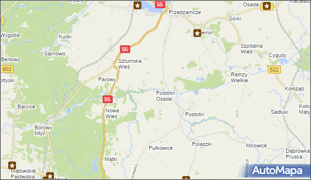 mapa Postolin Osada, Postolin Osada na mapie Targeo