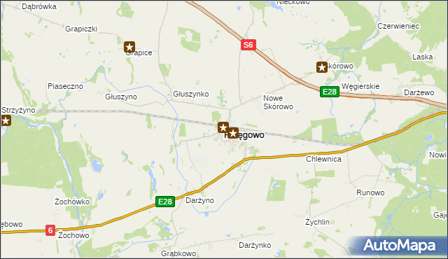 mapa Potęgowo powiat słupski, Potęgowo powiat słupski na mapie Targeo