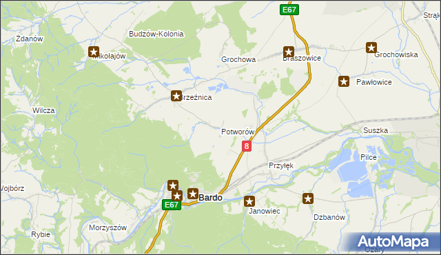 mapa Potworów gmina Bardo, Potworów gmina Bardo na mapie Targeo