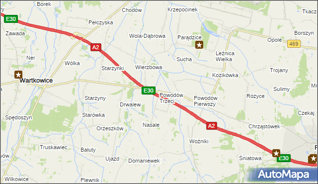 mapa Powodów Trzeci, Powodów Trzeci na mapie Targeo