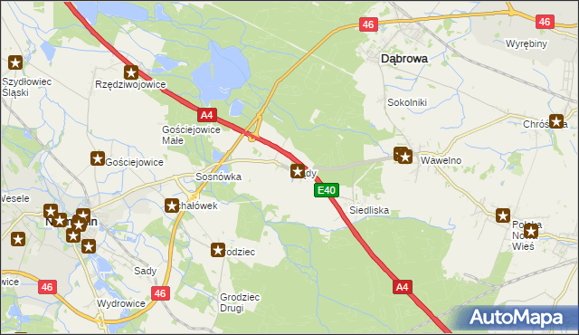 mapa Prądy gmina Dąbrowa, Prądy gmina Dąbrowa na mapie Targeo