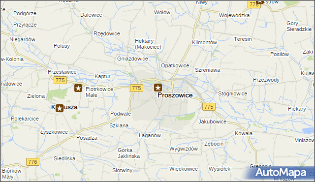 mapa Proszowice, Proszowice na mapie Targeo